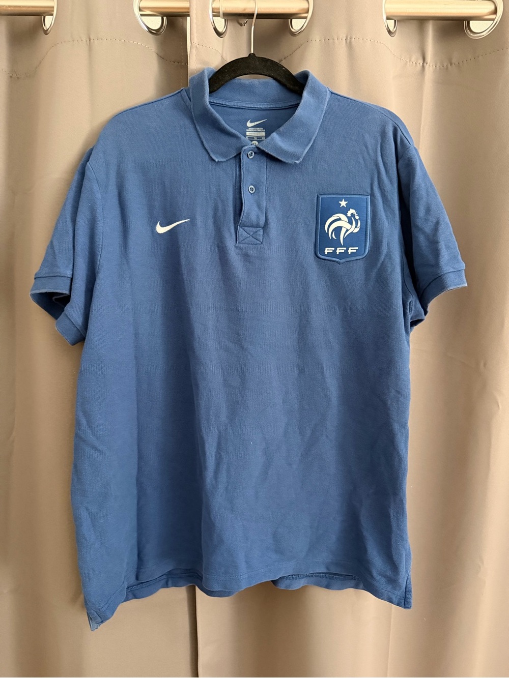 💯 Cotton Nike Men’s France Royal Blue FFF Polo Shirt